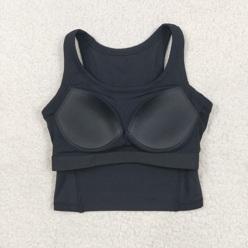 GT1055 USA Warehouse solid racerback sports bra chest padded top womens activewear