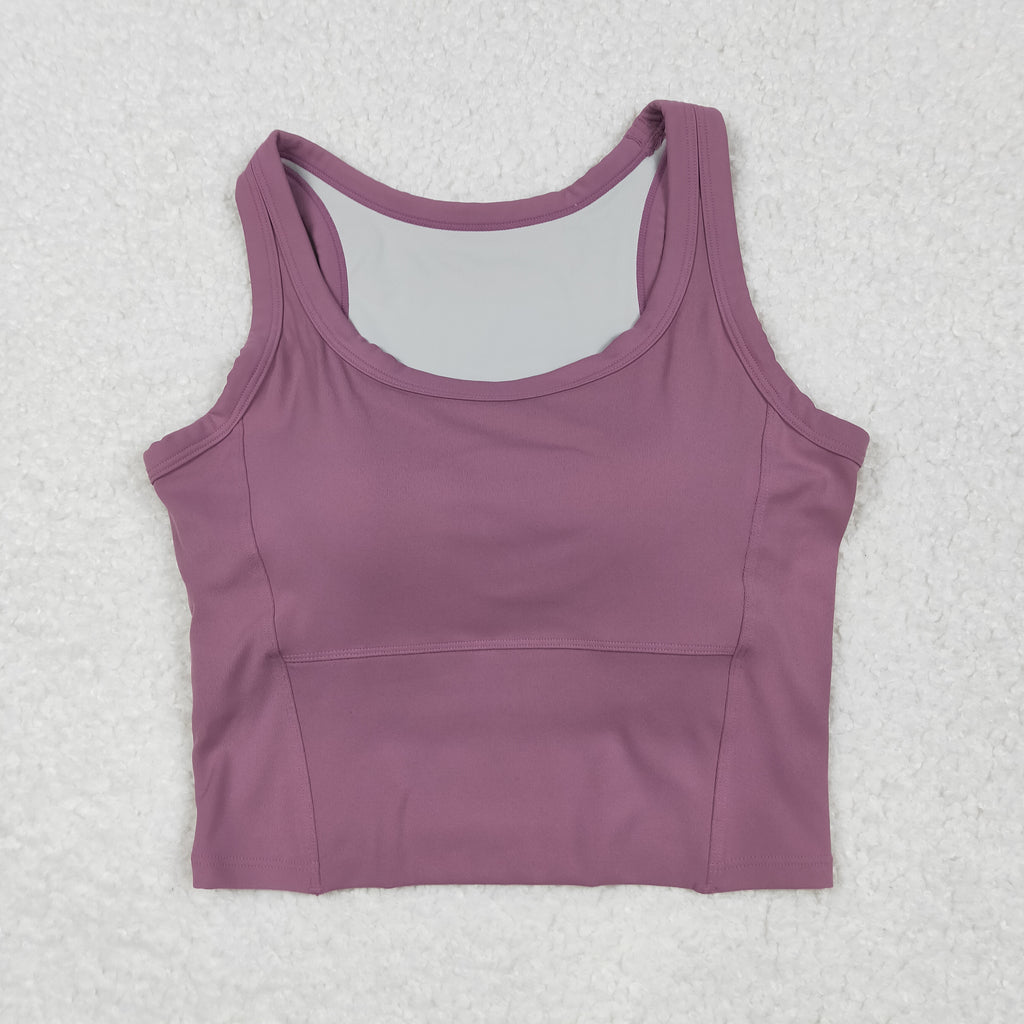 GT1055 USA Warehouse solid racerback sports bra chest padded top womens activewear