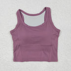 GT1055 USA Warehouse solid racerback sports bra chest padded top womens activewear