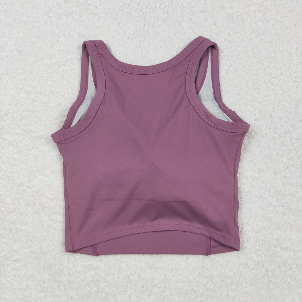 GT1055 USA Warehouse solid racerback sports bra chest padded top womens activewear