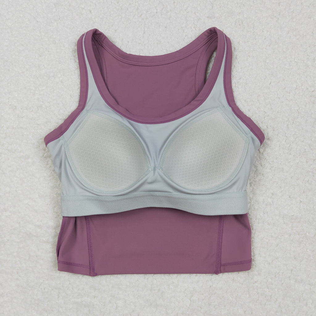 GT1055 USA Warehouse solid racerback sports bra chest padded top womens activewear