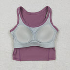 GT1055 USA Warehouse solid racerback sports bra chest padded top womens activewear