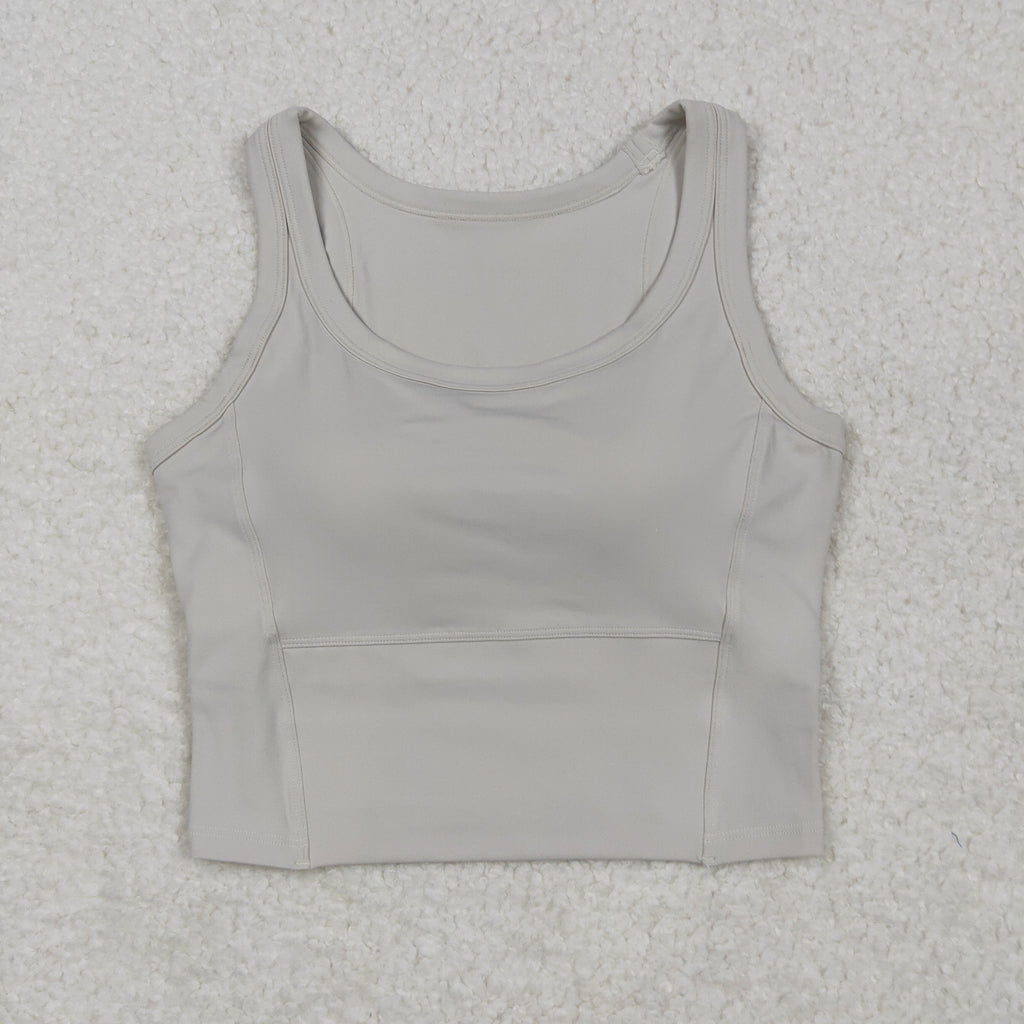 GT1055 USA Warehouse solid racerback sports bra chest padded top womens activewear
