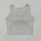 GT1055 USA Warehouse solid racerback sports bra chest padded top womens activewear