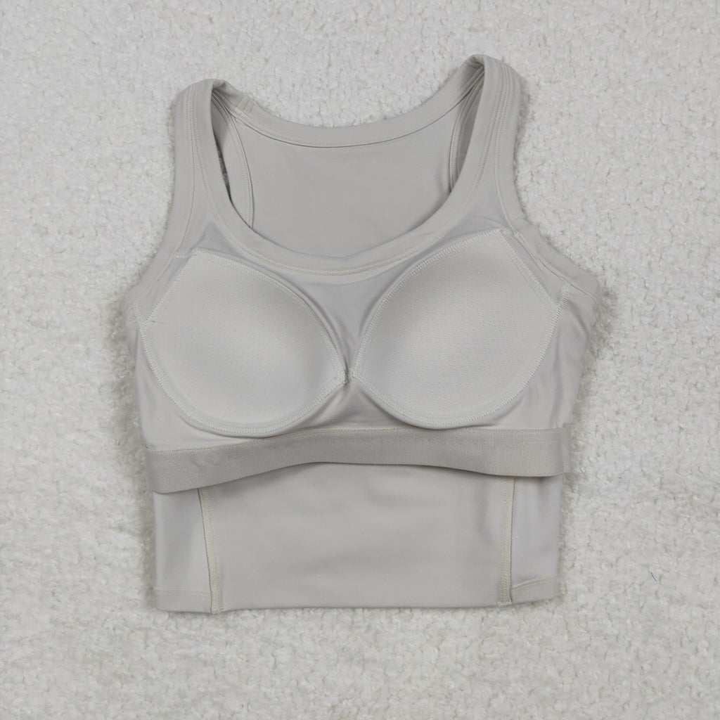 GT1055 USA Warehouse solid racerback sports bra chest padded top womens activewear