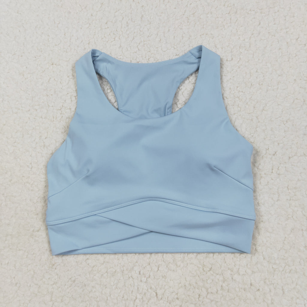 GT1055 USA Warehouse solid racerback sports bra chest padded top womens activewear