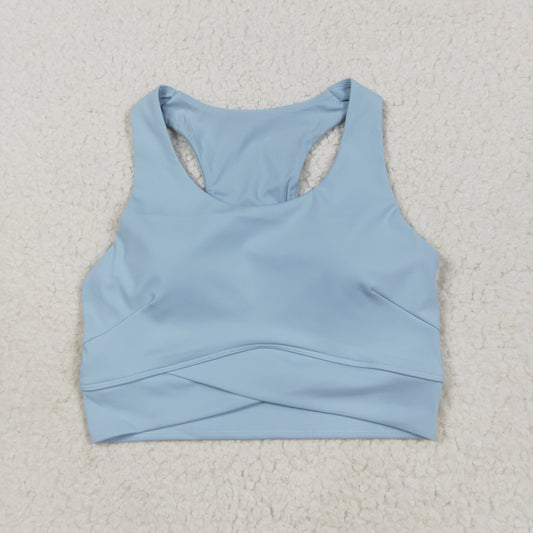 GT1055 USA Warehouse solid racerback sports bra chest padded top womens activewear