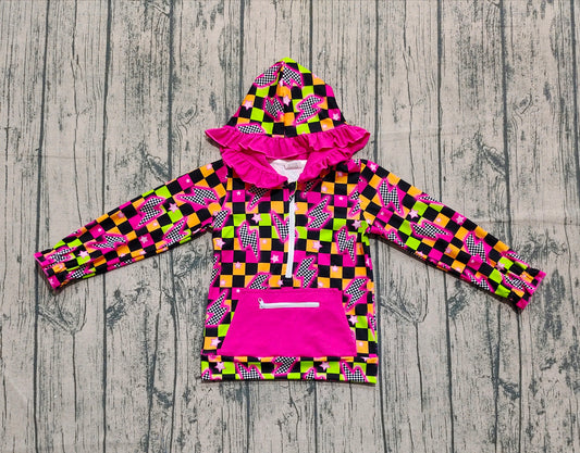 pre order colorful checkered lightning zip hoodie