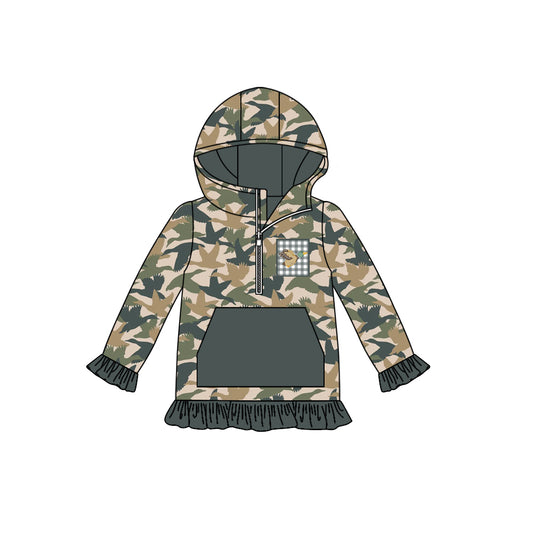 Pre order girl long sleeve ruffle camo hoodie