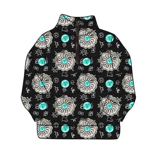 pre order kids turquoise zipper pullover