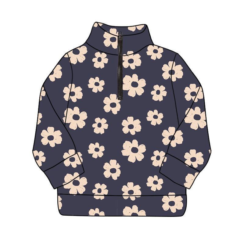pre order kids floral zipper pullover