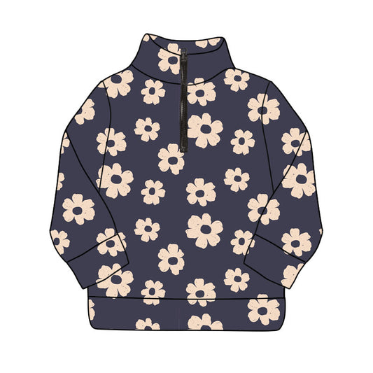 pre order kids floral zipper pullover