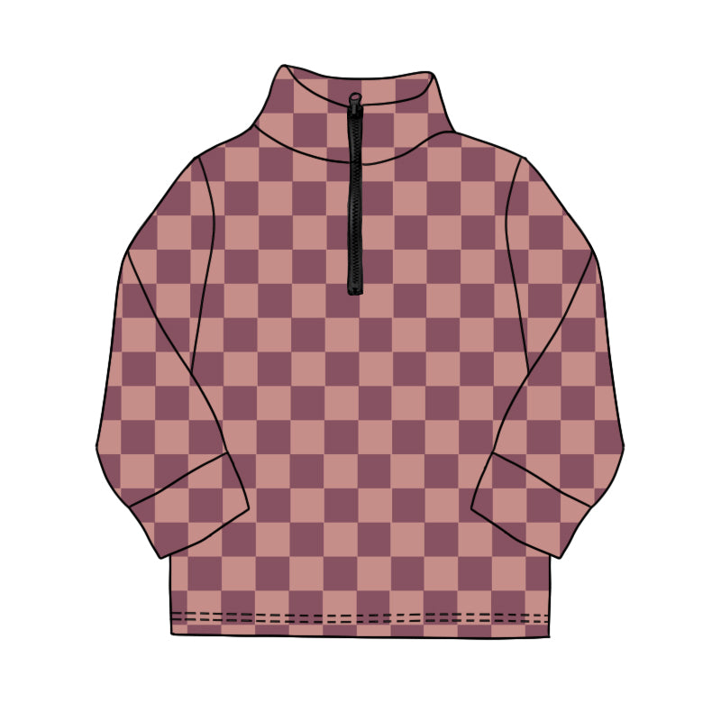 pre order kids checkered zipper pullover