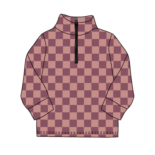 pre order kids checkered zipper pullover