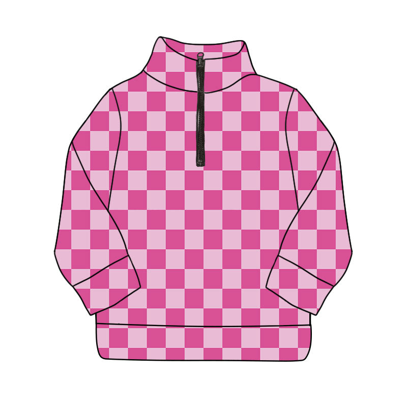pre order kids checkered zipper pullover