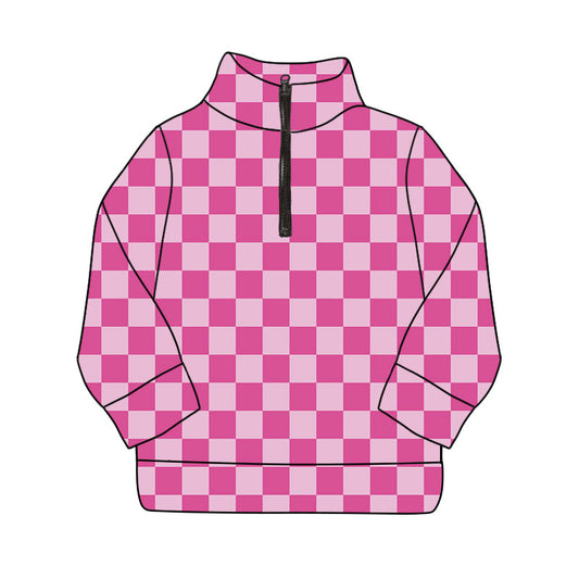 pre order kids checkered zipper pullover