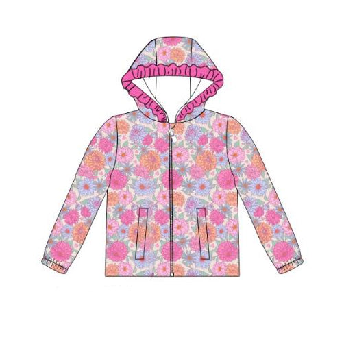 pre order long sleeve floral zipper hoodie