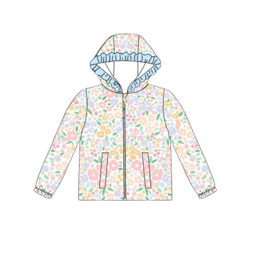 pre order long sleeve floral zipper hoodie