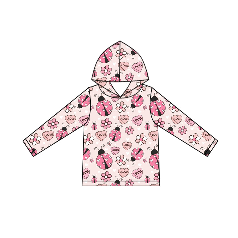 Pre order valentine's day ladybug long sleeve baby girl hoodie