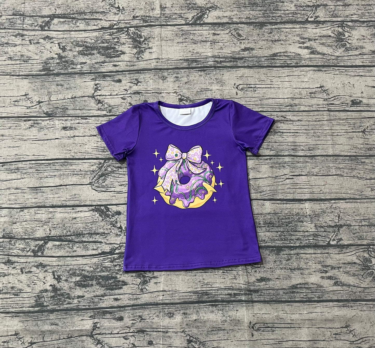 pre order mardi gras donut baby girl purple tee