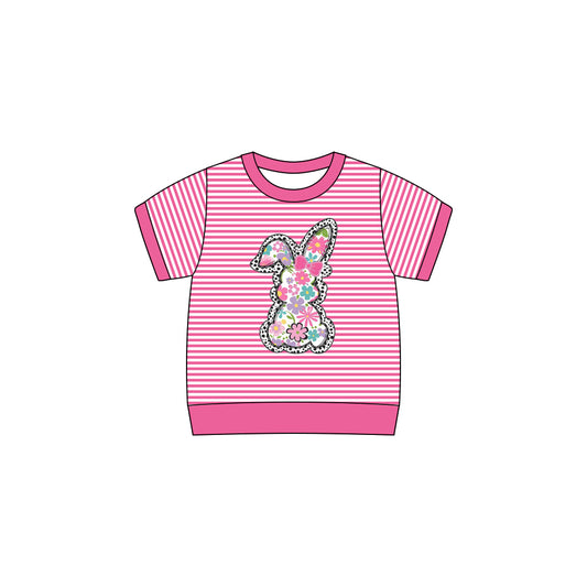 pre order floral bunny easter baby girl pink tee