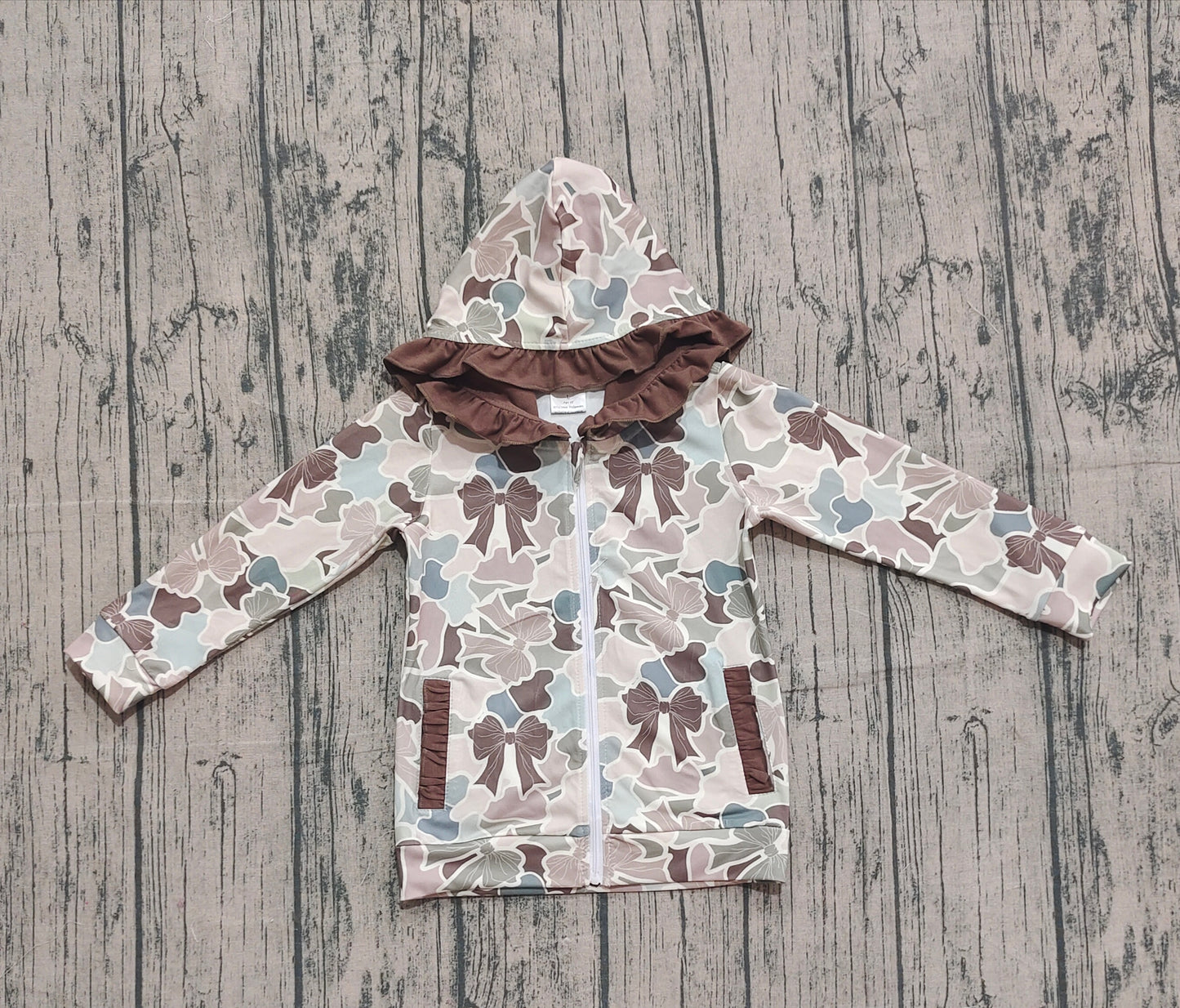 Pre order camo coquette long sleeve baby girl zipper hoodie