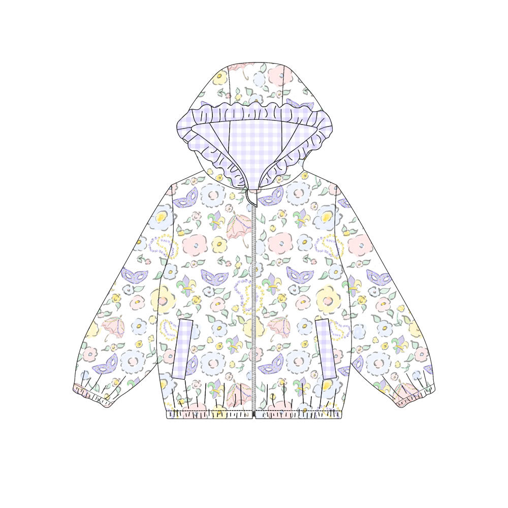 Pre order mardi gras girl zipper hoodie jacket
