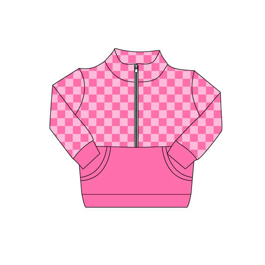 pre order kids checkered half zipper pullover