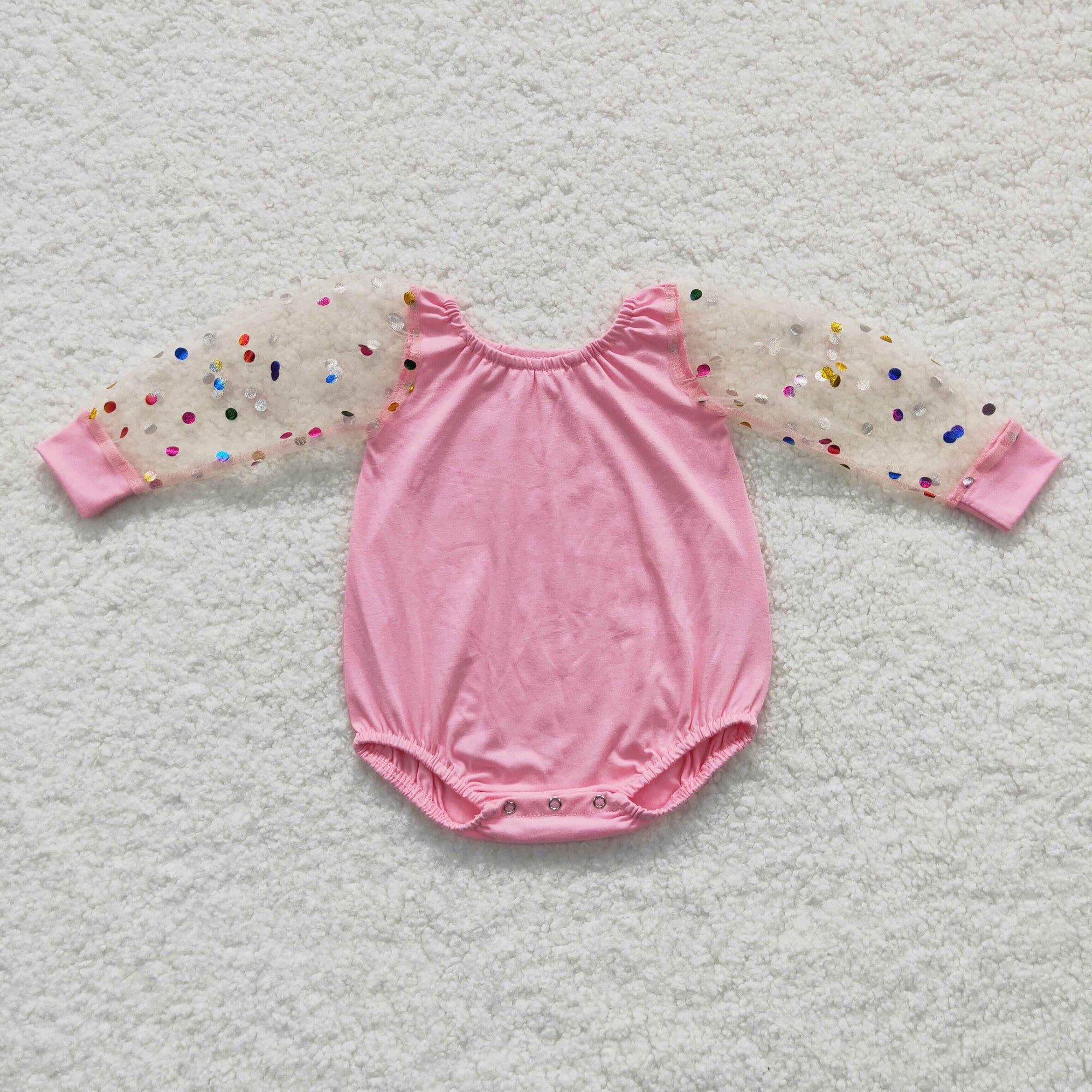 Lace sleeve pink cotton toddler girl bodysuit birthday wear