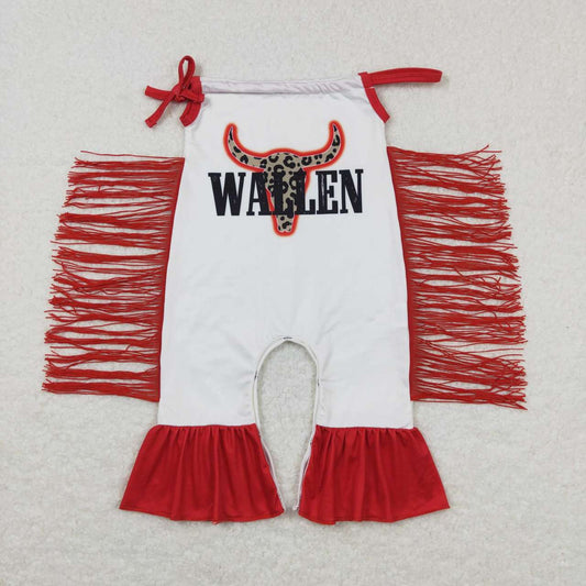 red white wallen fringe romper