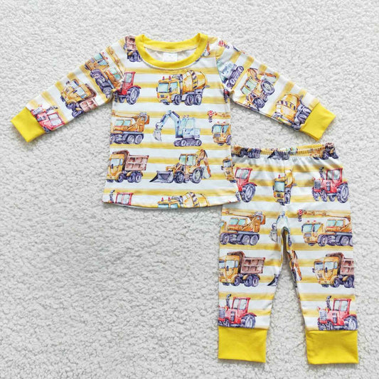 Yellow construction truck boys pajama set