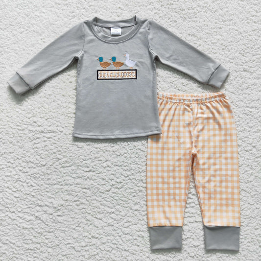 duck duck goose embroidery pants set boy fall clothing