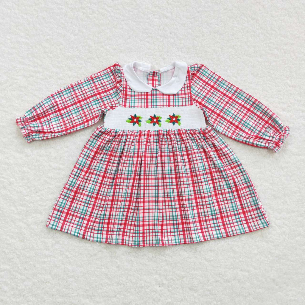 green white red gingham christmas smock dress