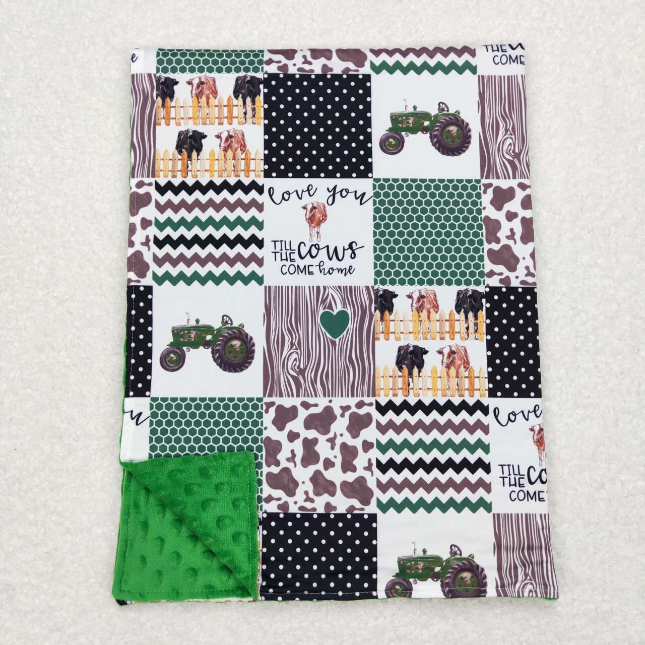 farm life print minky blanket