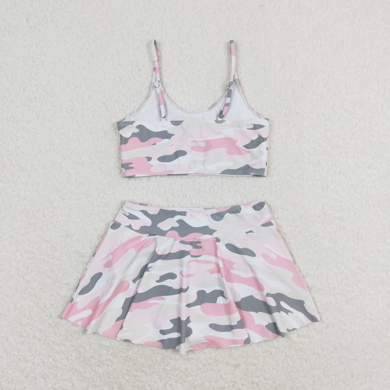 pink camo two pieces girl swimsuit