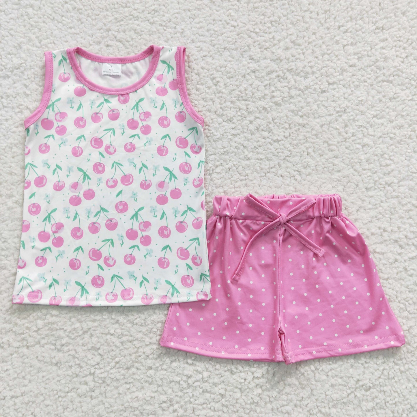 summer girl's cherry shorts set outfit