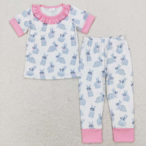 girl easter pink short sleeve rabbit pajama