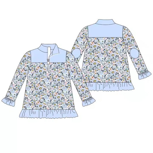 TAT 6-7weeks MOQ 3 long sleeve floral zip pullover