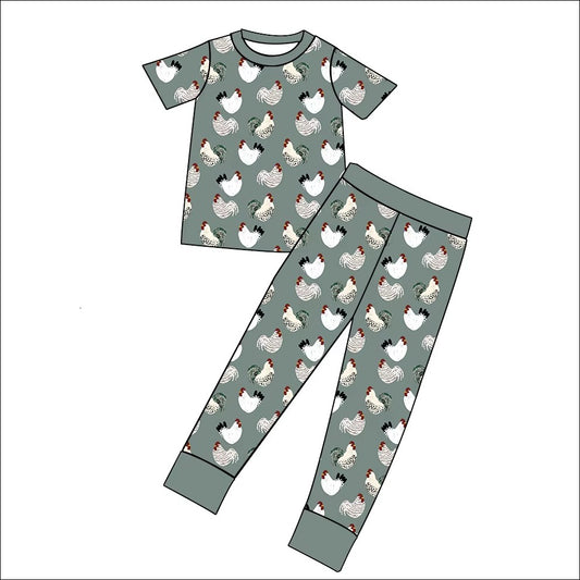 TAT 5-6 weeks MOQ 3 short sleeve chicken print pajama set