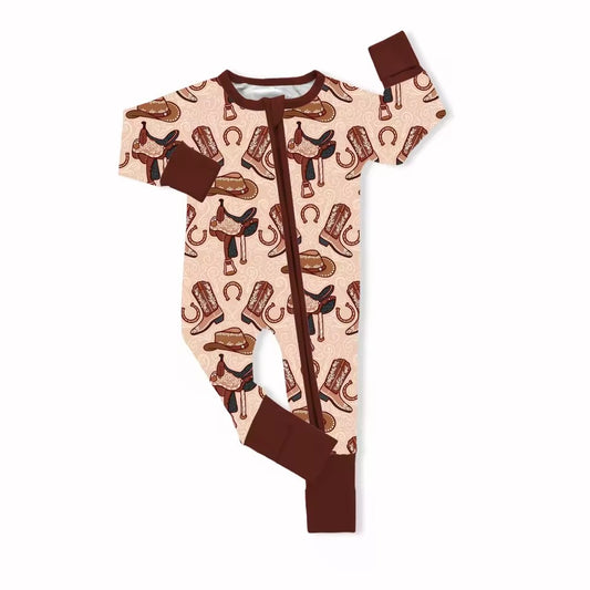 TAT 6-8 weeks MOQ 8 cowboy baby boy zip sleeper