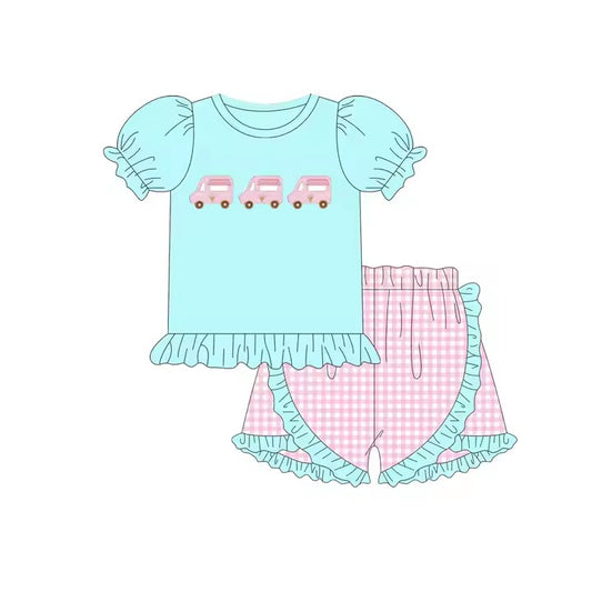 TAT 6-7 weeks MOQ 3 pink car shorts set