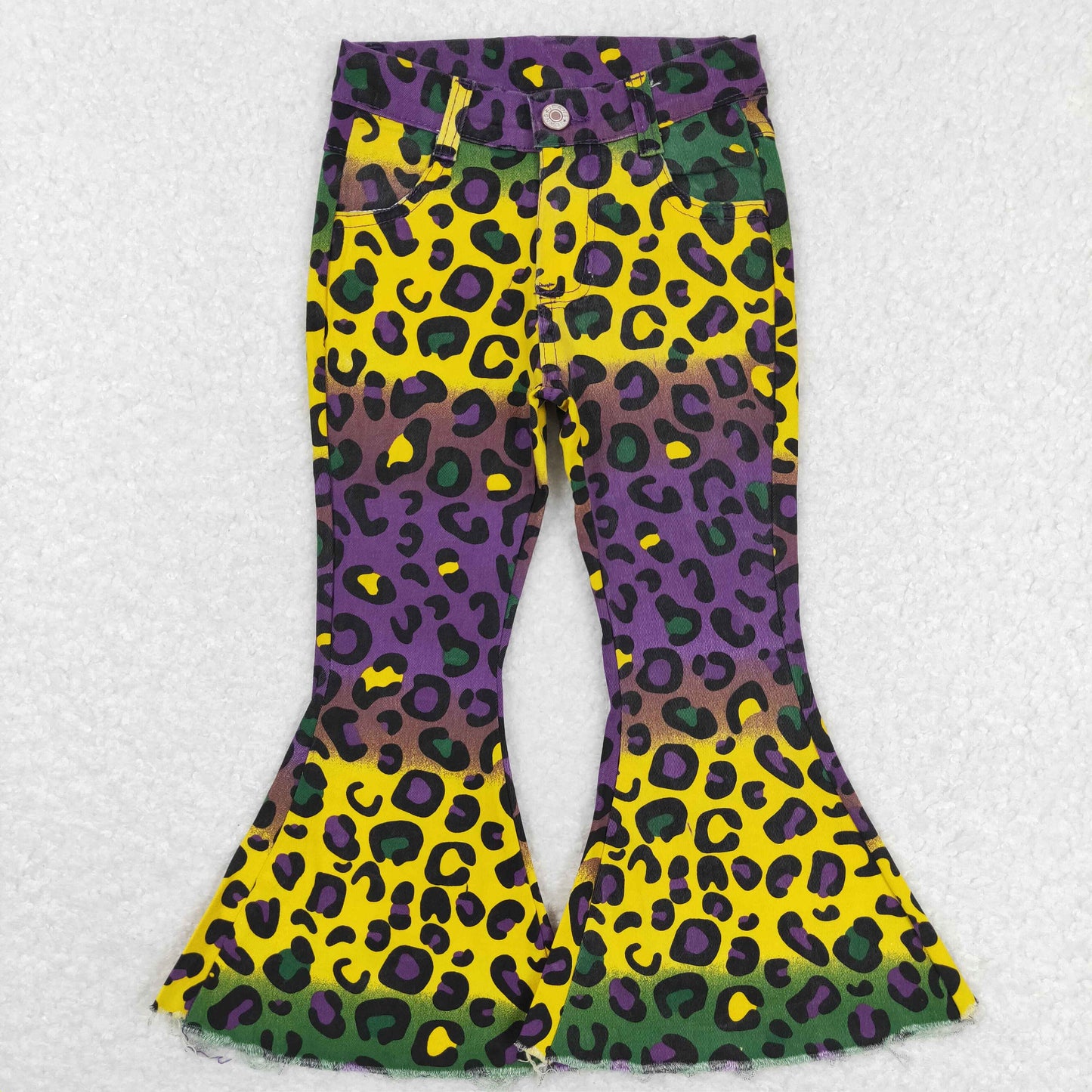 girl madi gras purple green yellow leopard jeans