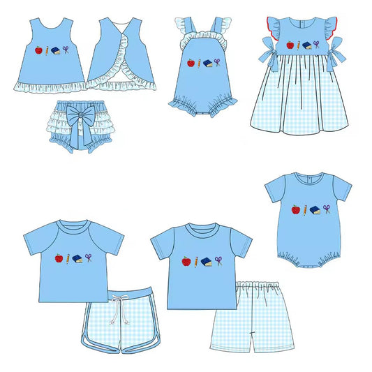 TAT 6-8 weeks MOQ 5 each back to school printed sibling clothing