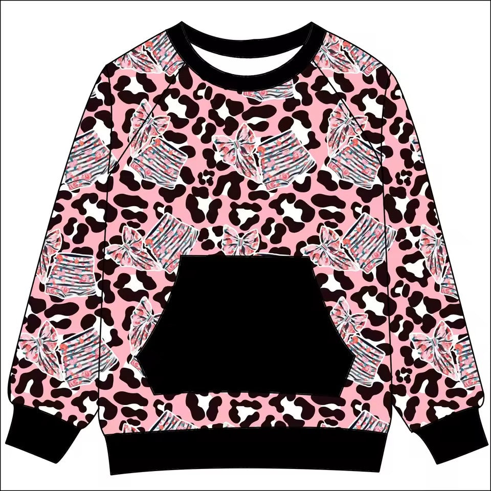 MOQ 8 TAT 6-8 weeks leopard kids pullover