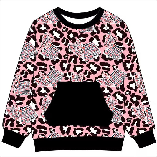 MOQ 8 TAT 6-8 weeks leopard kids pullover