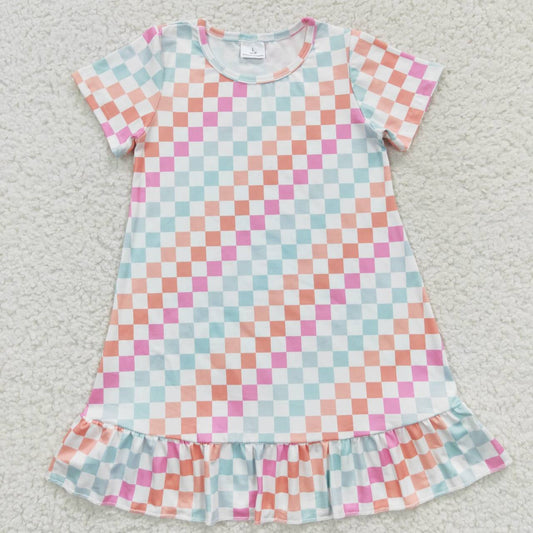 rainbow checkered shirt dress