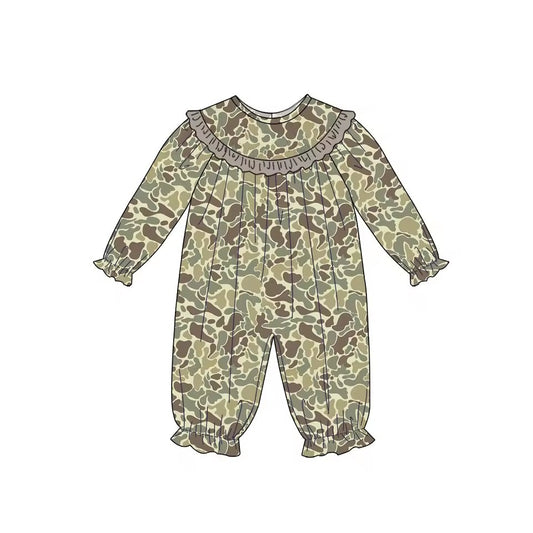 MOQ 8 TAT 6-8 weeks baby girl long sleeve camo romper