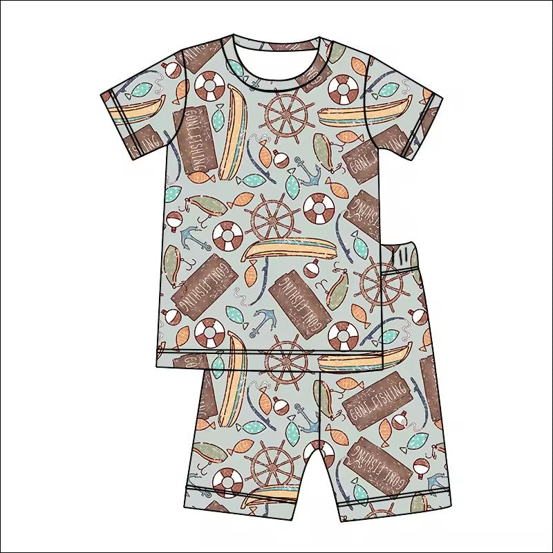 TAT 6-7 weeks MOQ 5 gone fishing shorts set