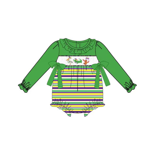 MOQ 8 TAT 6-8 weeks mardi gras baby girl romper