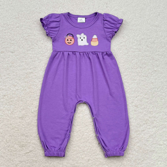 cotton purple coo candy embroidery romper